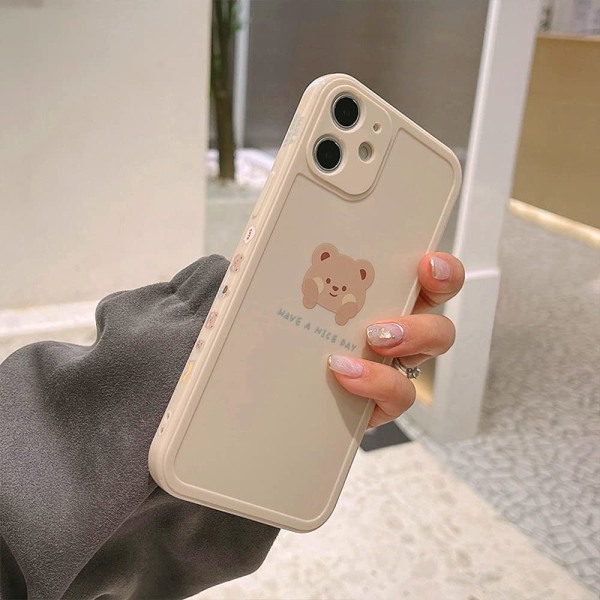 IPhone 11 Case Söt målad design brun björn - Beige