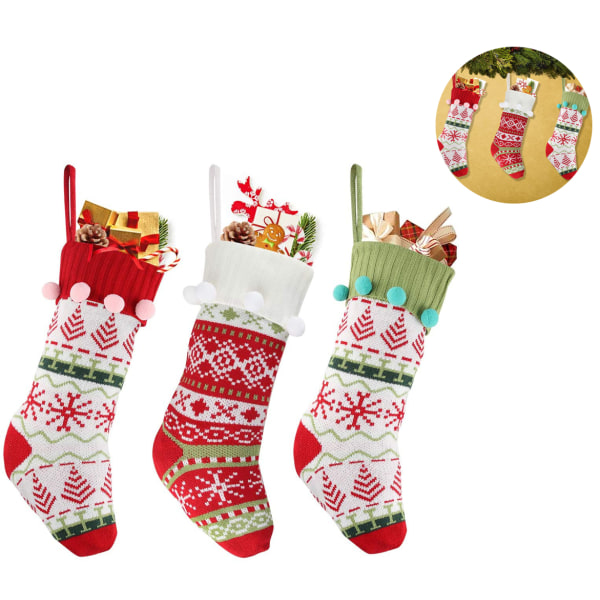 3stk julestrømper Strikket tradisjonelle hengende sokker