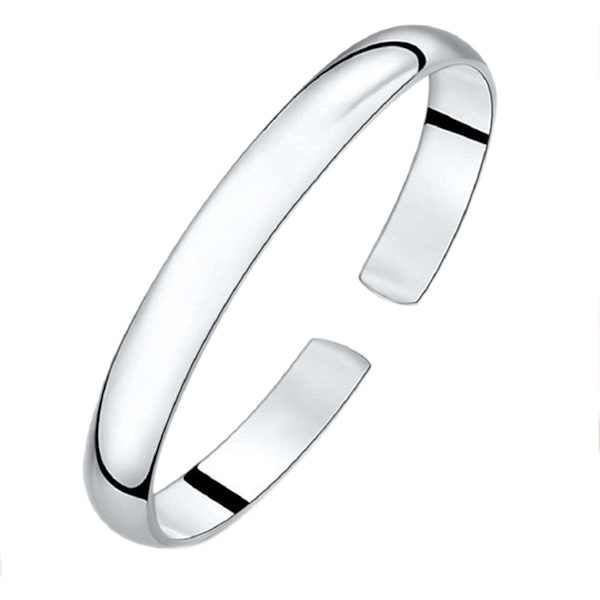 Dam silverpläterat enkelt öppet armband justerbart