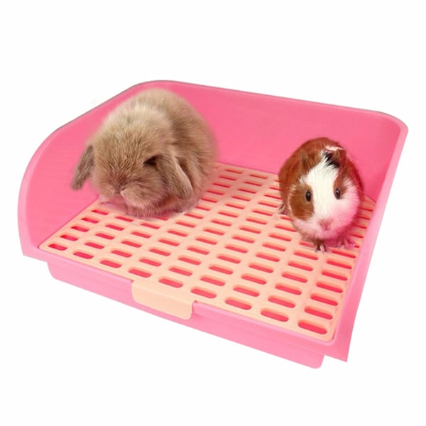 Furry Retreat X-Large Kanintoalett, Robust Material &amp; Value Pack Husdjurstoalett För Vuxna Små Djur, Hörntoalett, Rosa (44cm x 34cm x