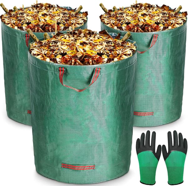 Puutarhasäkit 3x272L, erittäin vahva polypropeeni (PP) puutarhajäte
