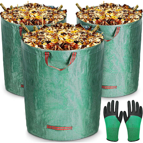 Trädgårdsväskor 3x272L, Extremt stark polypropen (PP) Trädgårdsavfall