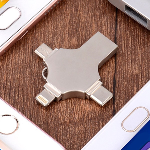 Höghastighets Multi-interface Minnessticka, 32GB 4-i-1 USB-minne Erbjuder Snabb Dataöverföring Och Metallhölje Skyddande Lock För Att Skydda Din