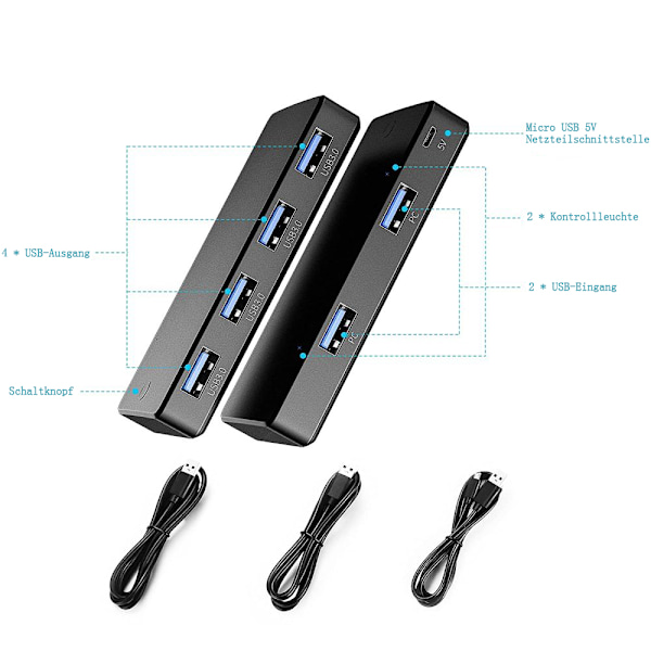 Usb 3.0 Kvm Switch Selector, Portabel Utgång Perifer Delningsswitch För Skrivare Skanner Tangentbord Mus, Led-indikator Visar Aktiv Dator, Plug