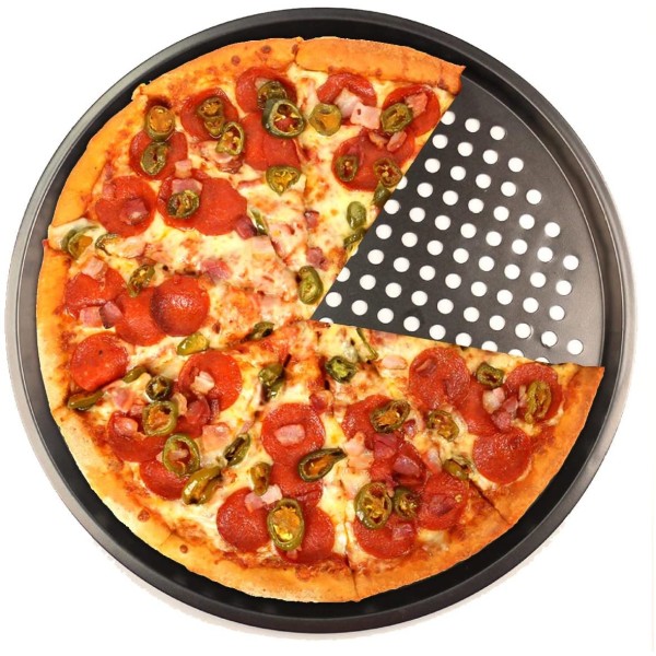 26 Cm Perforert pizzabrett Robust 1 Mm tykt karbonstål