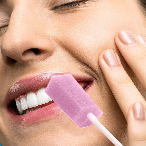 100-pack skum vattpinner ideell for munnhygiene prosedyrer, rosa