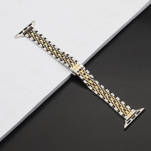 Stropp-integrert dekselsett kompatibelt med 42 mm (1.–3. generasjon) førsteklasses metallerstatningsstropper Silver/Gold