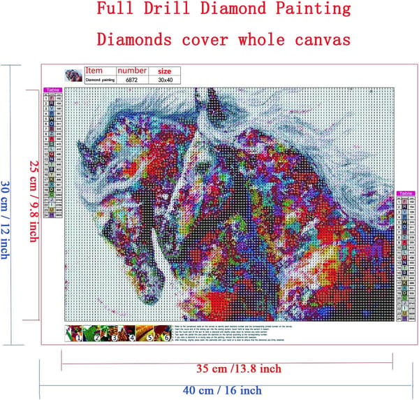 5D Diamantmaleri Sæt 30x40cm DIY Farverig Hest Diamantkunst Sæt