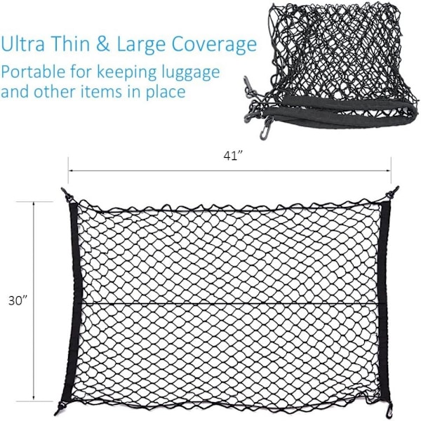 Dubbellagers lastnät, elastiskt Oxford-tygnät, universell passform för bilbagageorganisation, enkel installation och högkvalitativ design
