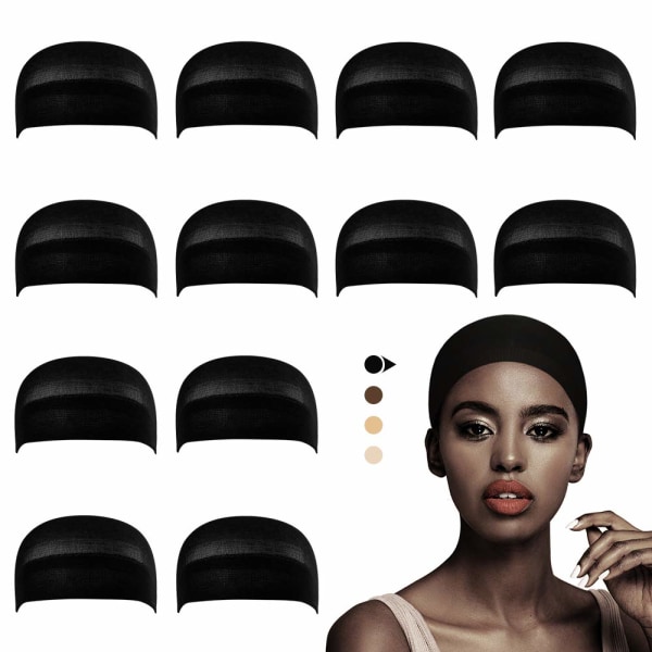 12 pakke parykk caps for blonder front parykk, for kvinner, svart