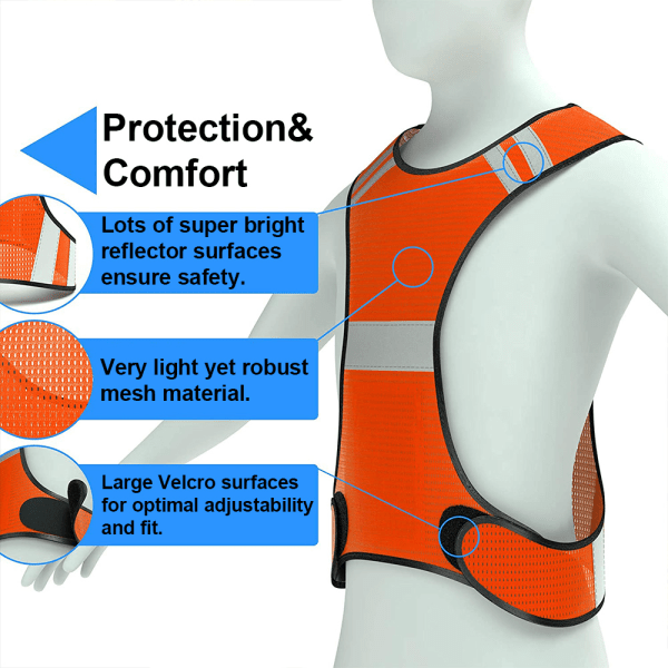 1 Pcs Reflective Running Vest with Adjustable Strap,orange red