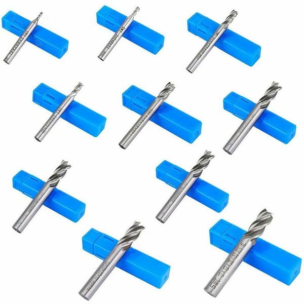 10 stk 4-spors bor 0,2-1,2 cm CNC HSS rettskaft bor