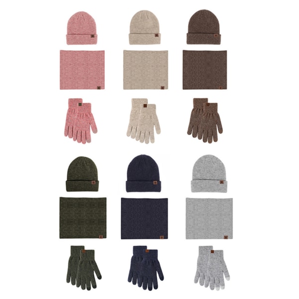 Beanie Hat Scarf Handskar Set för vinterkallt väder