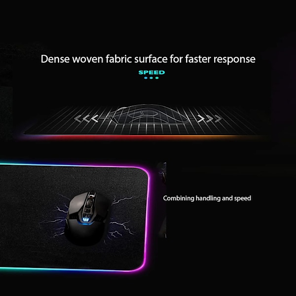 RGB Gaming Musmatta, Chroma RGB-belysning Anpassningsbar För Intensiv Spelatmosfär, Ultrajämn Yta Med Halkfri Gummibas, Perfekt För
