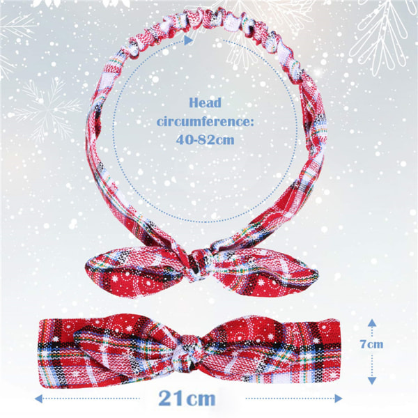 Jul Pannband Röda Pläd Pannband Snowflake Bow Bandana