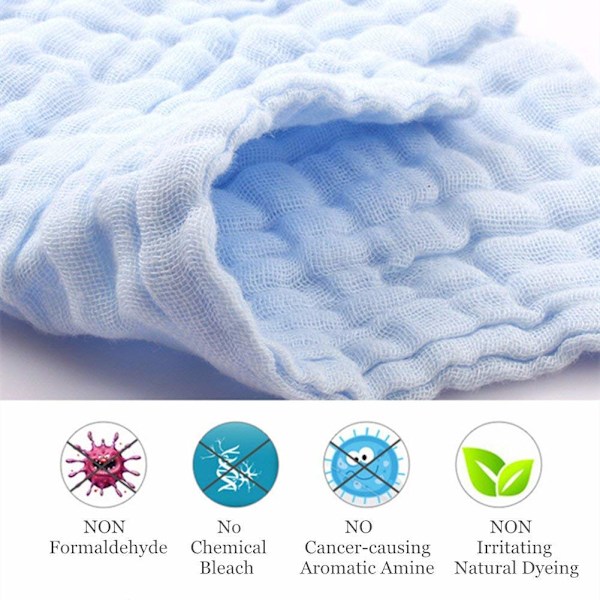Multifunktionell Användning för Känslig Hud, Naturliga Bomulls Våtservetter för Bebisar, Ultra Mjuka, Hypoallergena, Maskintvättbara, Ekologisk Bebisprodukt (6 st)