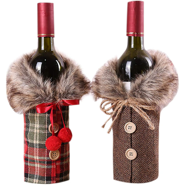 Vinsäck i jute med knappdesign, Premiummaterial Julvinsflaskfodral för festlig touch på unikt julfirande