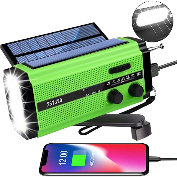 Nödvärdesradio för nödsituationer med högt SOS-larm, solcellsladdning 2000mAh Power Bank för hemmet och nödvändig överlevnad (Grå)