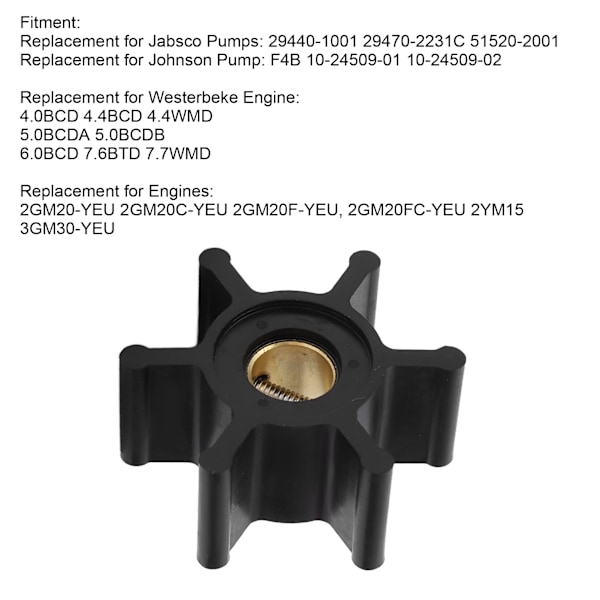 Marine Udvandsdrev Vandpumpe Impeller 6 Blade 18653‑0001 Udskiftning til Westerbeke 4.0BCD 4.4BCD 4.4WMD Motor