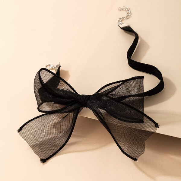 Sexy Black Lace Bow-knot Collar Choker Kaulakoru Pehmeä Velvet