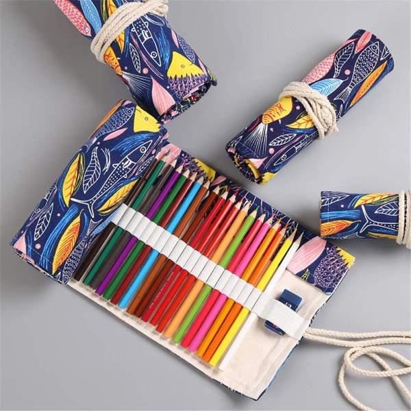 48 pladser farveblyant wrap blyanter Rulleholder bærbar