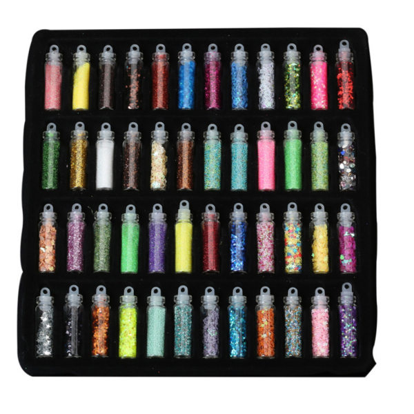48 flasker DIY Nail Art Kit, Resin Glitter Paljetter for 3D-dekor