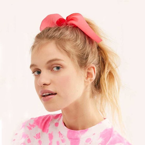 6 STK Satin Rabbit Bunny Ear Bowknot Scrunchie hårbånd