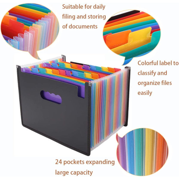 Dokumentmappe 24 lommer Utvidbar mappe Stor plass