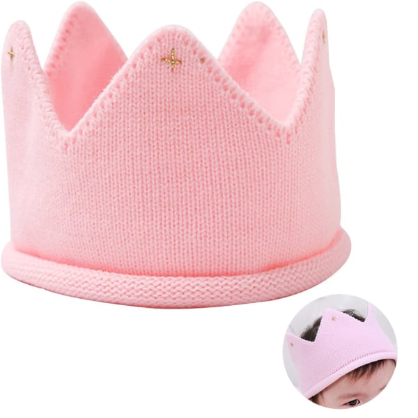Baby Birthday Crown Pannband Hatt Crown Knit Hat Headdress Party