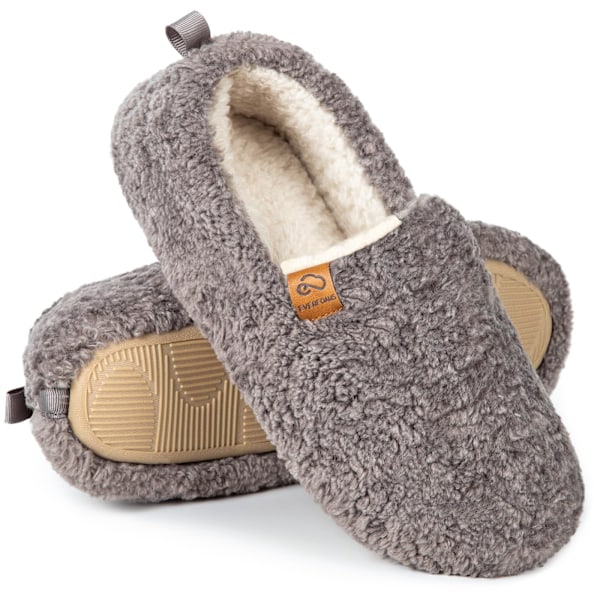 Women's warm faux fur memory foam slippers for winter.