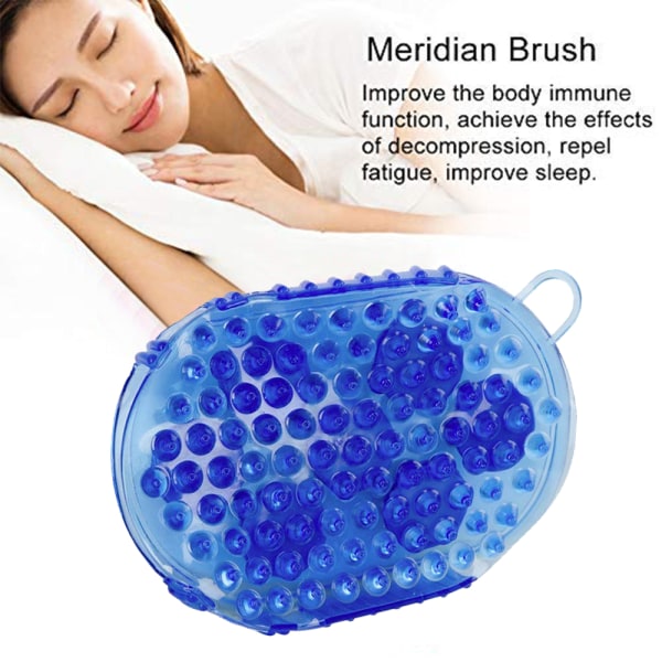 Massagebadebørste med 7 metalrullebolde, blå