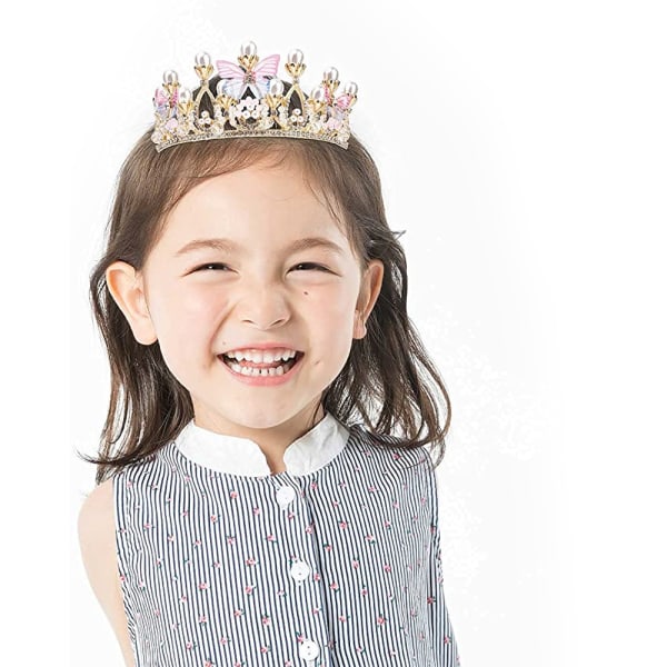 Prinsesse tiaraer til piger, fødselsdagskrone til piger sommerfugl