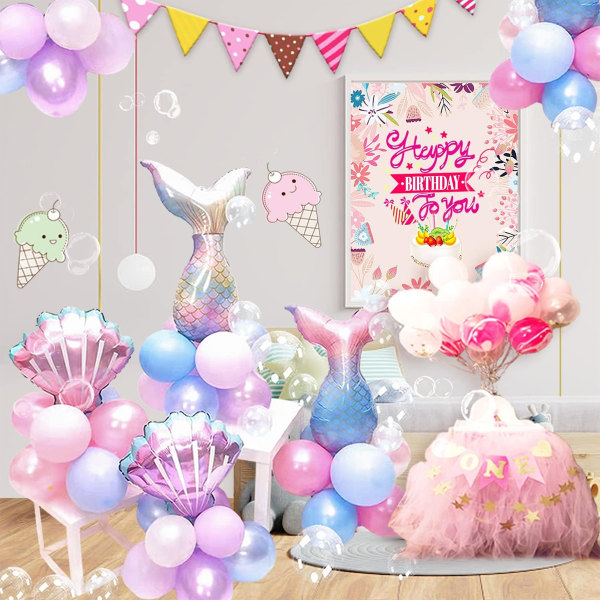 Mermaid Theme Balloons Kit, Little Mermaid Tail Folieballonger och