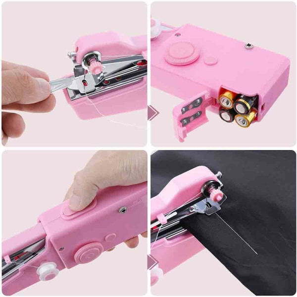 Håndholdt symaskine, ledningsfri elektrisk, pink