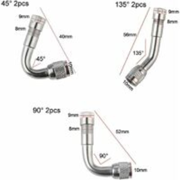 6 deler dekkventilforlenger, dekkventiladapter, luftdekkventil