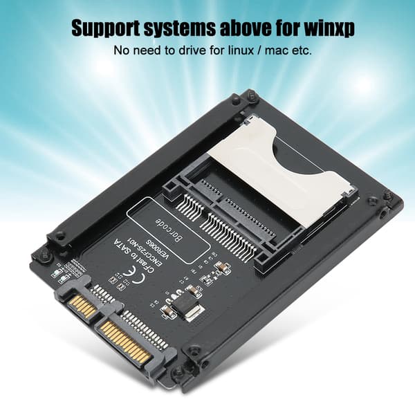 CFast-kortlæser, CFast til SATA-adapter med SATA3.0-interface til hurtig dataoverførsel, 2,5-tommers formfaktor kabinet med Plug and Play-understøttelse, Nej