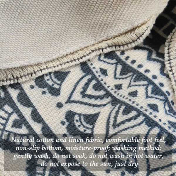 Pyöreä matto Painettu kudottu ohut matto Boho-tyyli Pyöreä matto