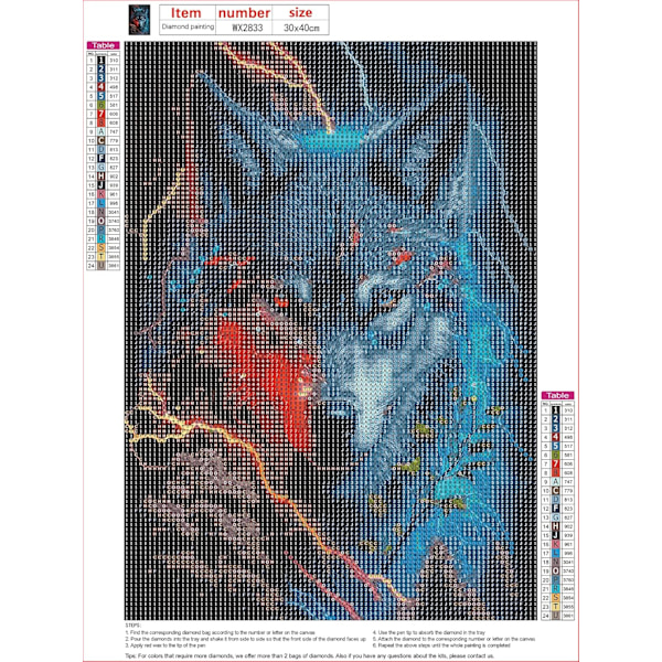 Wolf DIY Diamantmaleri, 5D DIY Diamantmaleri Fuld Kit, Diam