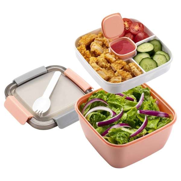 Fresh salad lunch container, salad bowl, 3 salad dressing
