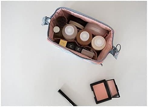 (Brun Blomst) Lille Sammenfoldelig Kompakt Toilettaske, Makeuptaske, J