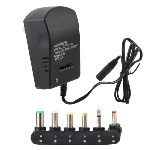 Innovativ Universal AC Adapter, Strømforsyningsoplader med Multispændingsvalg til Lydudstyr og Mere (Anode Katode Konvertibel)