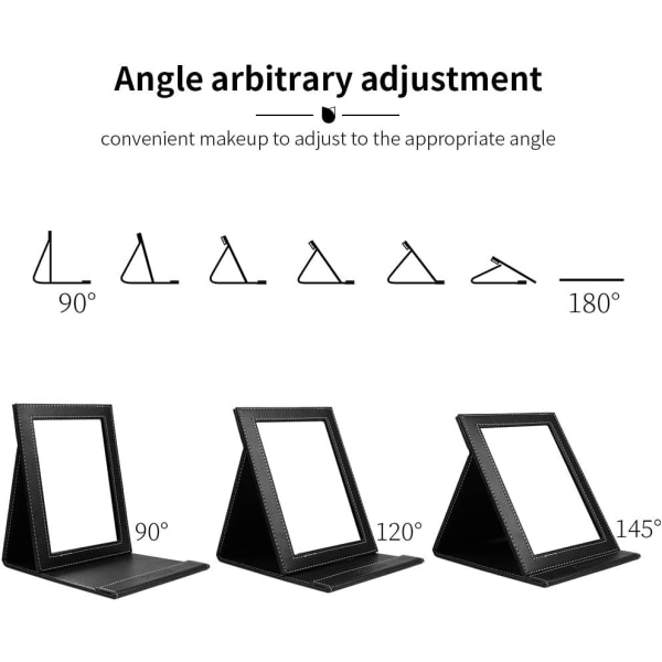 Bærbar sammenleggbart sminkebord med stativ, stort, svart