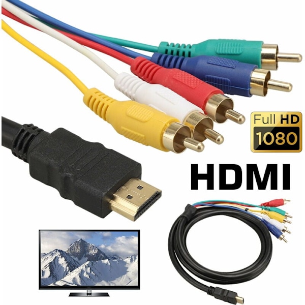 Essential Digital Connector, Plug and Play HDMI till RCA-kabel för högupplöst underhållning, enkelriktad överföring säkerställer pålitlig signal