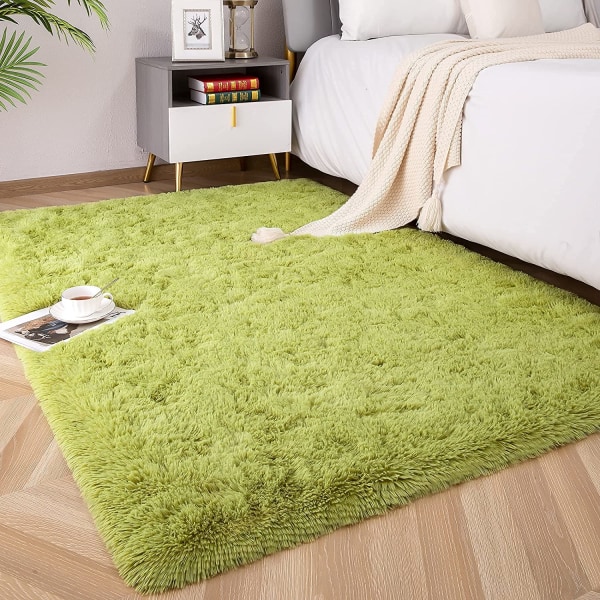 Mjuka fluffiga mattor för barnrum plysch, grön