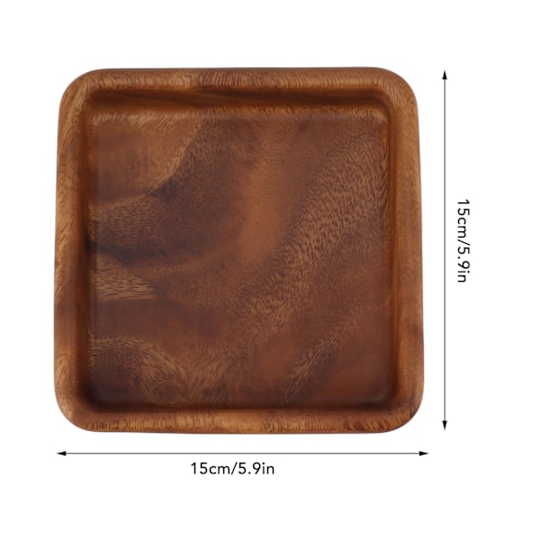 Valnötsfruktfat Slät Texturerad Elegant Träserveringsbricka för Snacks Frukt Nötter Köksredskap Fyrkantig 15x15cm