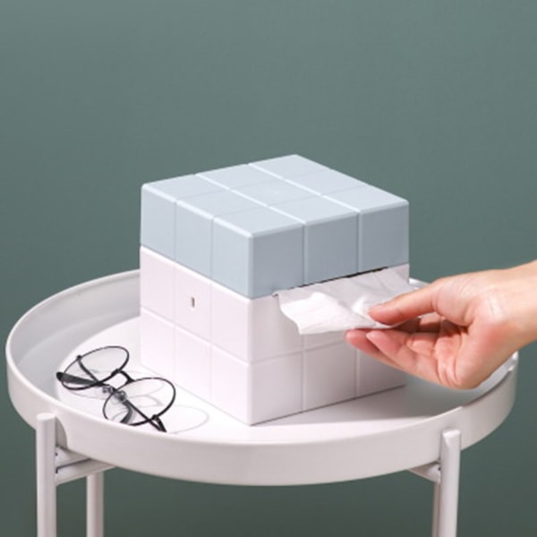 Creative Cube Tissue Box Oppbevaringspapirboks, lyseblå