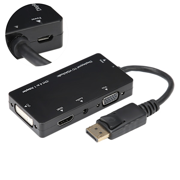 HDMI-adapter, DisplayPort till HDMI VGA DVI-omvandlare, lätt och bärbar med optimal signalöverföring