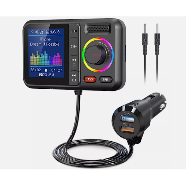 Bil FM Trådløs Bluetooth Transmitter MP3 Afspiller USB Hurtig Oplader Adapter UK Bil FM Trådløs Bluetooth Transmitter MP3 Afspiller USB Hurtig Oplader Adapter
