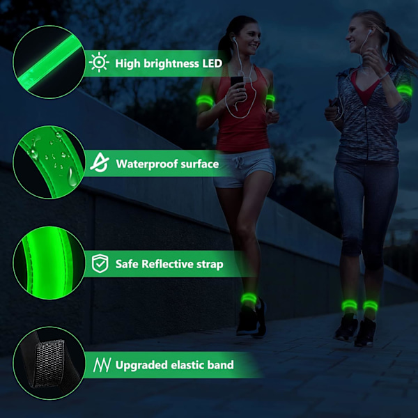 Nattjoggingutrustning, Uppladdningsbart Design Reflexbälte, Justerbart Hög Synlighet LED Armband Snabbladdningsläge för Löpning Cykling Bergsklättring