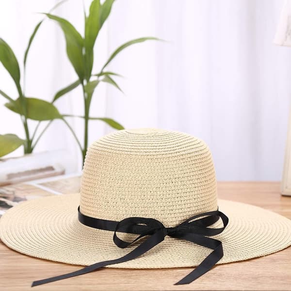 Solhattar Sommarhatt för kvinnor, stor hatt, bred brätte, strå, vikbar